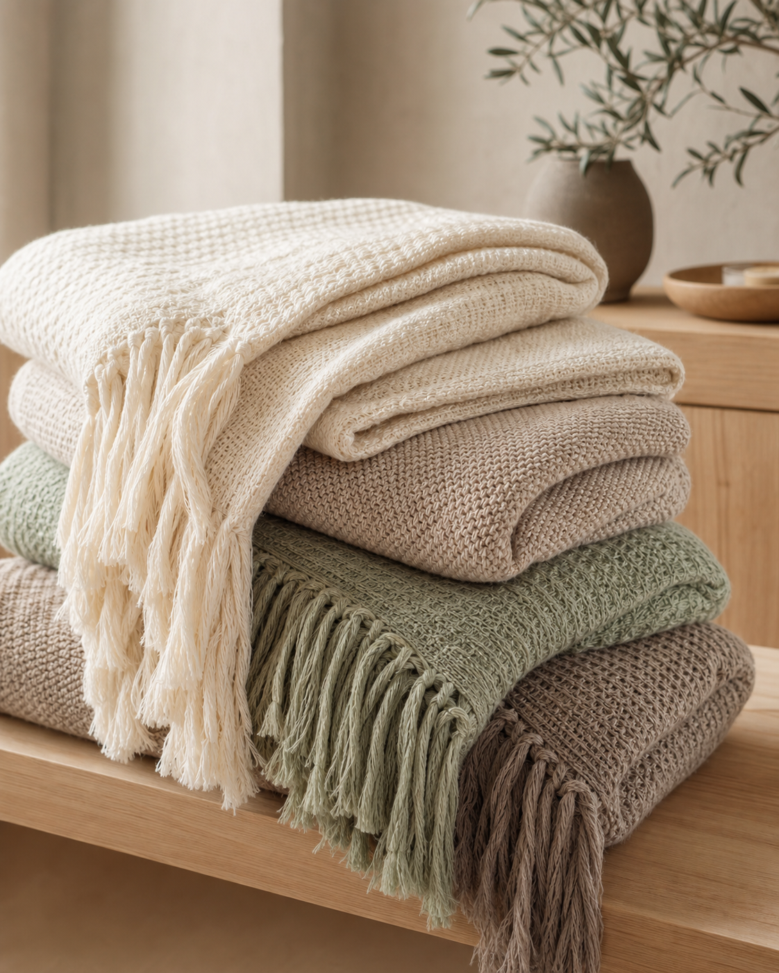 Coordinated knitted throw collection