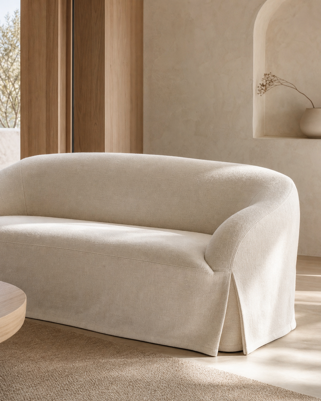 Tailored neutral sofa cover